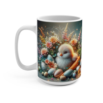 Whimsical Easter Chick Coffee Mug, Spring Floral and Eggs Decorative Cup, Unique Seasonal Gift for Coffee Lovers, Unique Gift