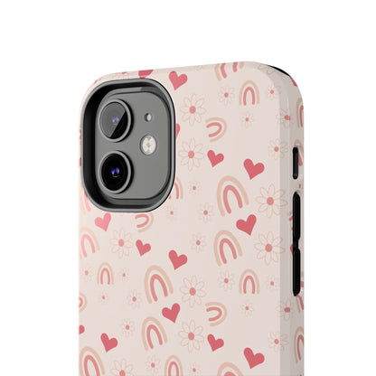 Pink Boho2 Rainbow print Design Tough Phone Case compatible with a large variety of iPhone models, Gift, Phone Case