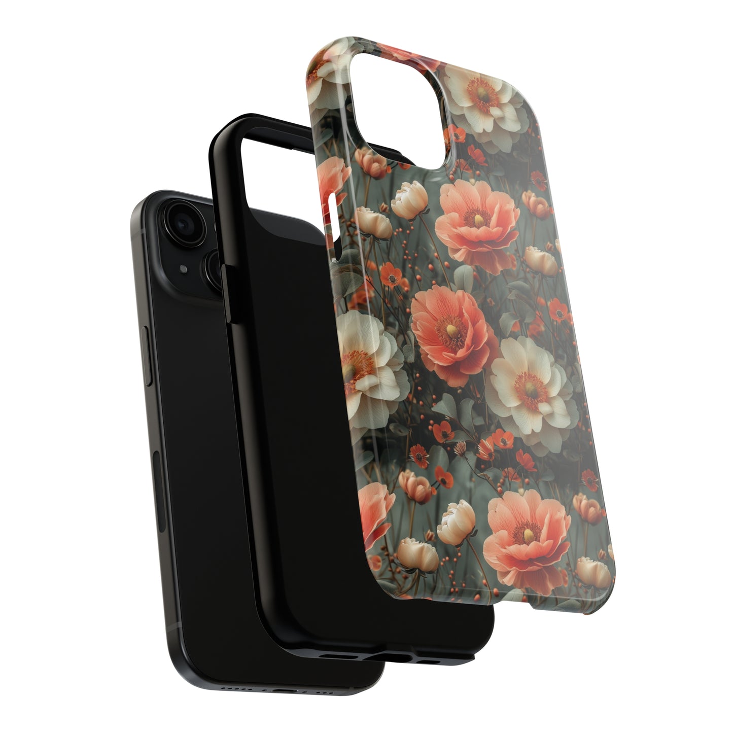 Elegant Peach Flowers Protective Cover, Botanical Garden design Tough Phone Case compatible with a large variety of iphone models