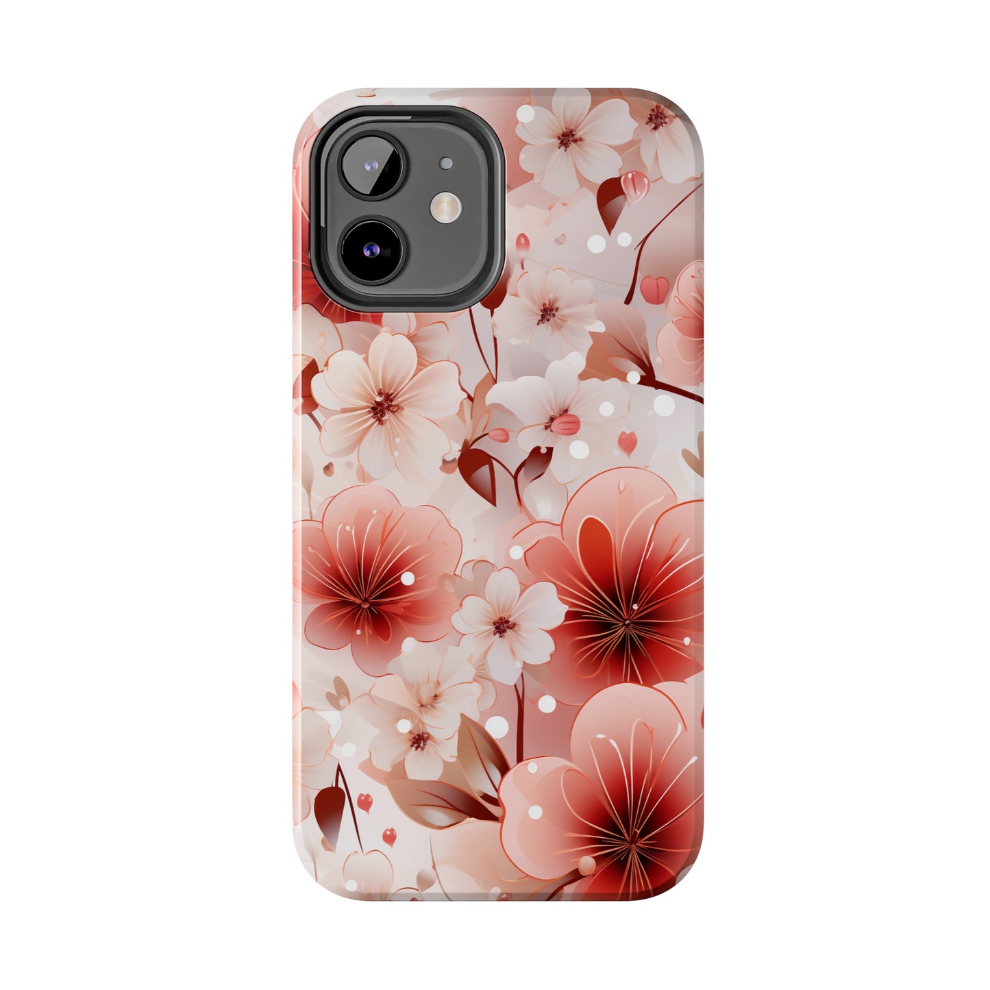 Pink Floral Pattern Design Tough Phone Case compatible with a large variety of iPhone models, Gift, Phone Case