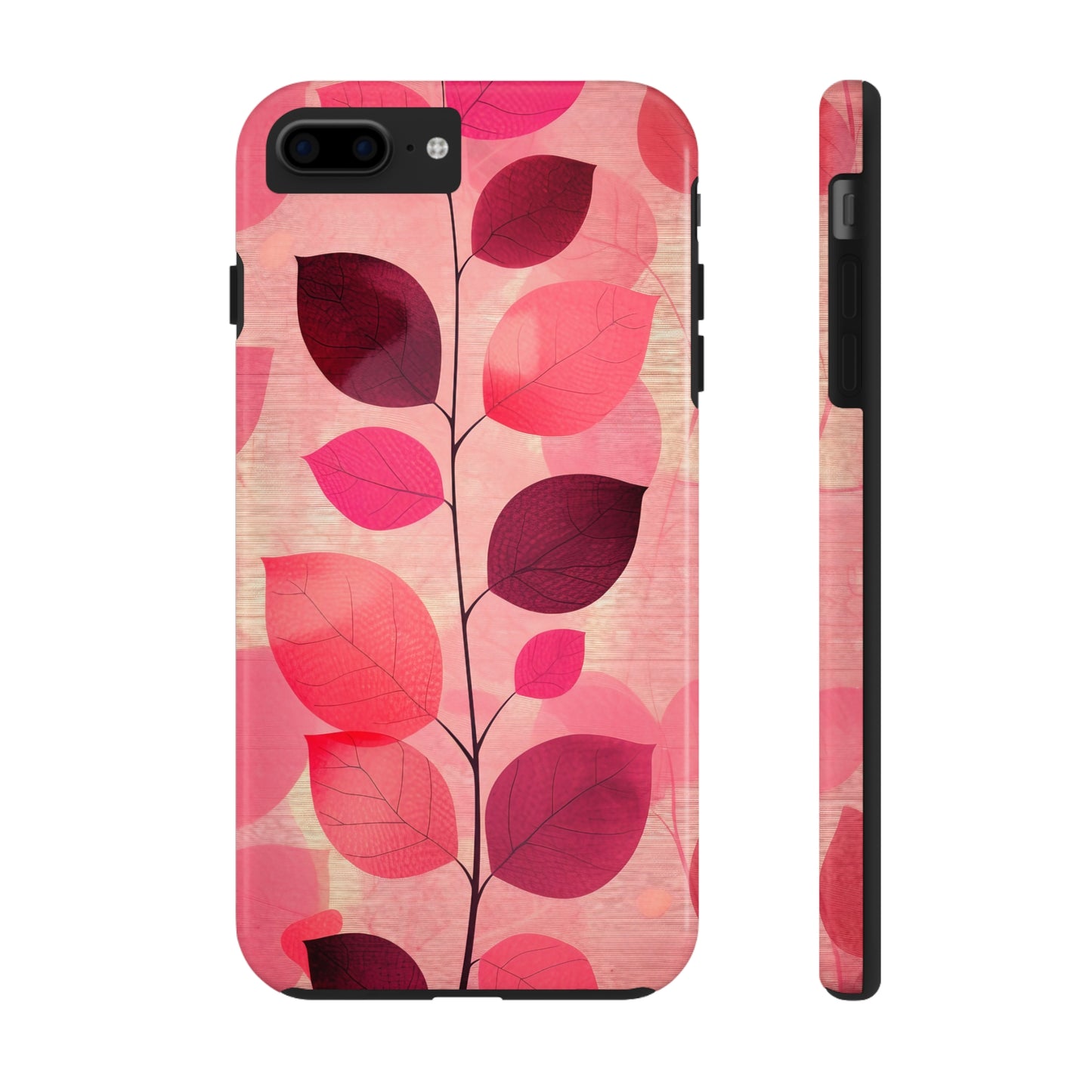 Girly Pink Abstract Leaf Design Tough Phone Case