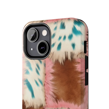 Modern Cowgirl Cowhide Design Pattern Print Tough Phone Case compatible with a large variety of phone models, Phone Case, Gift