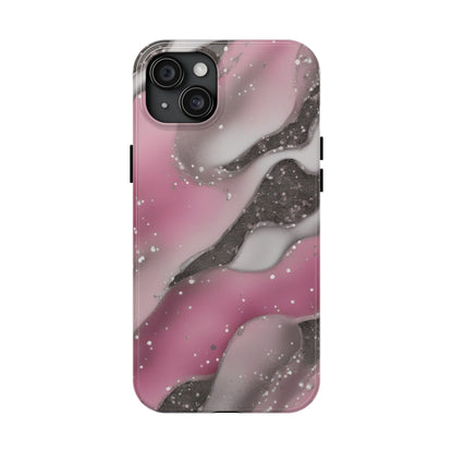 Waves of Pink and Black Pattern print design Tough Phone Case compatible with a large variety of phone models, Phone Case