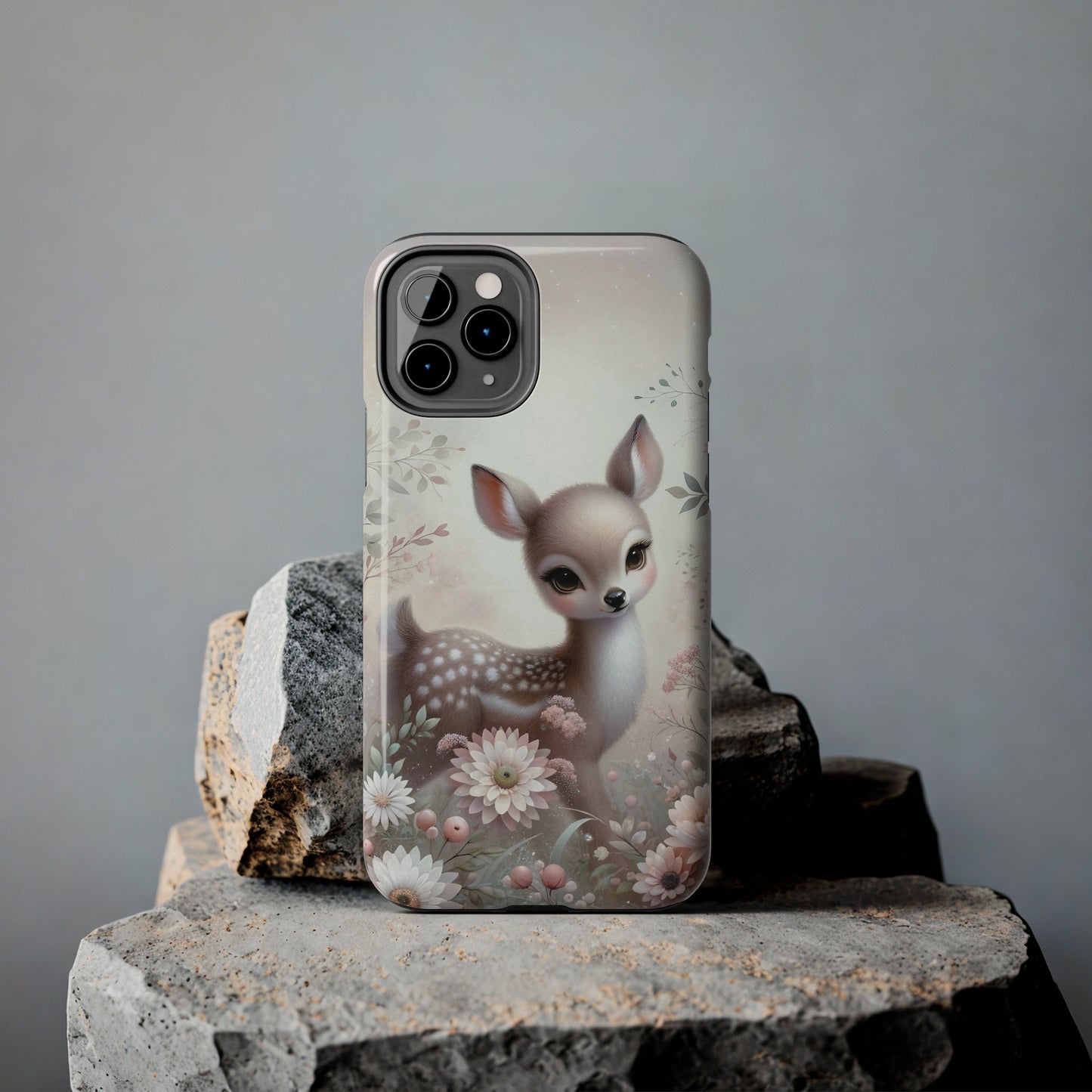 Cute Fawn and Floral print Design Tough Phone Case compatible with a large variety of iPhone models, Gift, Phone Case