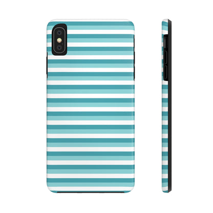 Blue and White Girly Stripe print Design Tough Phone Case compatible with a large variety of iPhone models, Gift, Phone Case