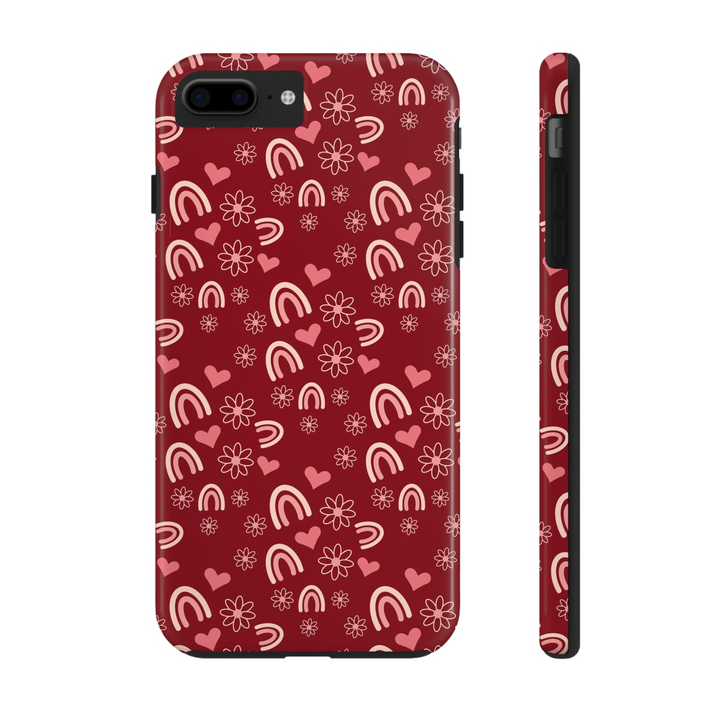 Red Boho2 Rainbow print Design Tough Phone Case compatible with a large variety of iPhone models, Gift, Phone Case