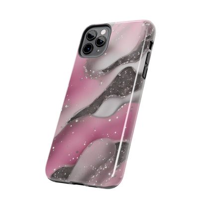 Waves of Pink and Black Pattern print design Tough Phone Case compatible with a large variety of phone models, Phone Case