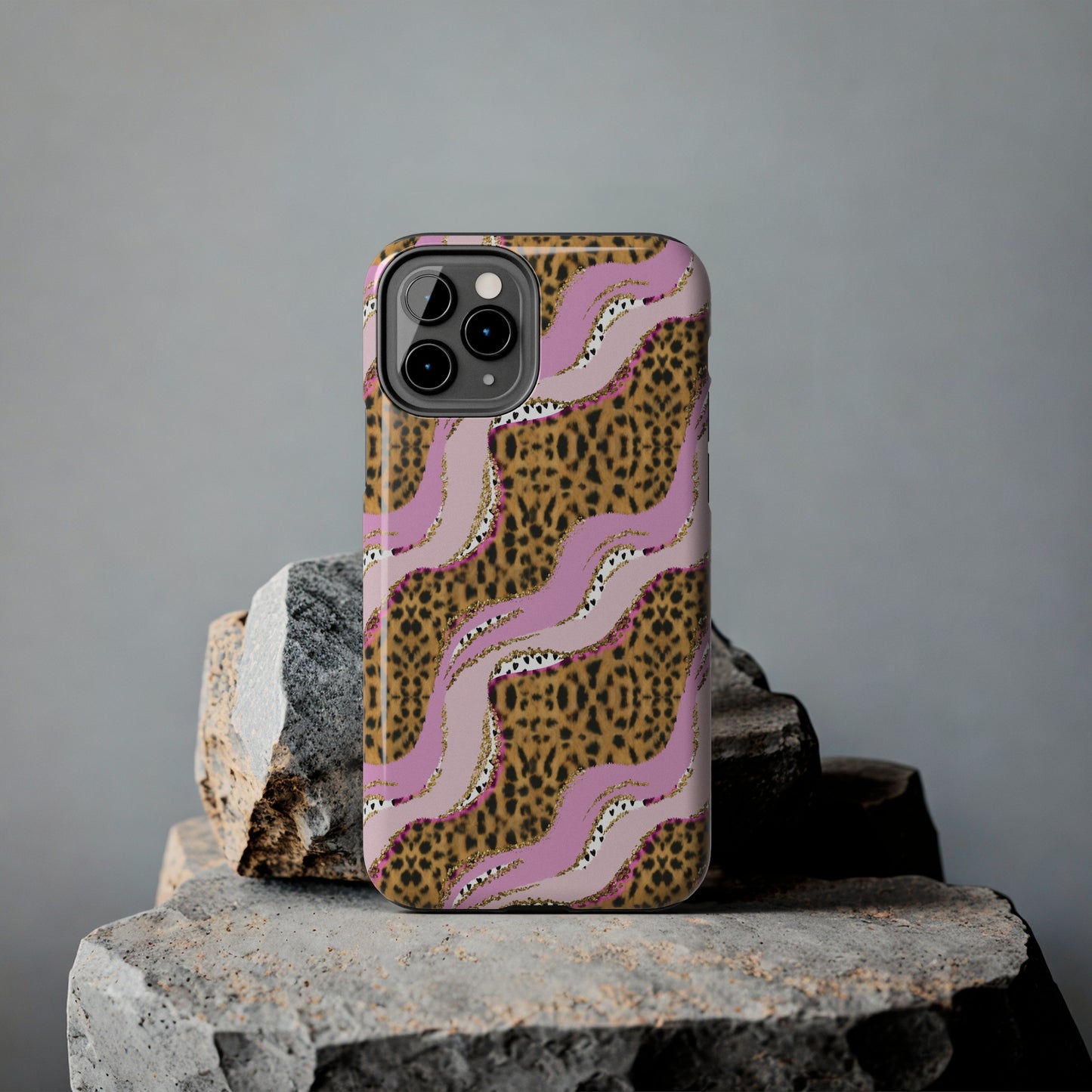 Cheetah Waves with Pink and Gold Design Phone Case- Lightweight, Impact Resistant Cover for iPhone 6, 6s, 12, 13, 14, 15