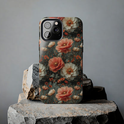 Elegant Peach Flowers Protective Cover, Botanical Garden design Tough Phone Case compatible with a large variety of iphone models