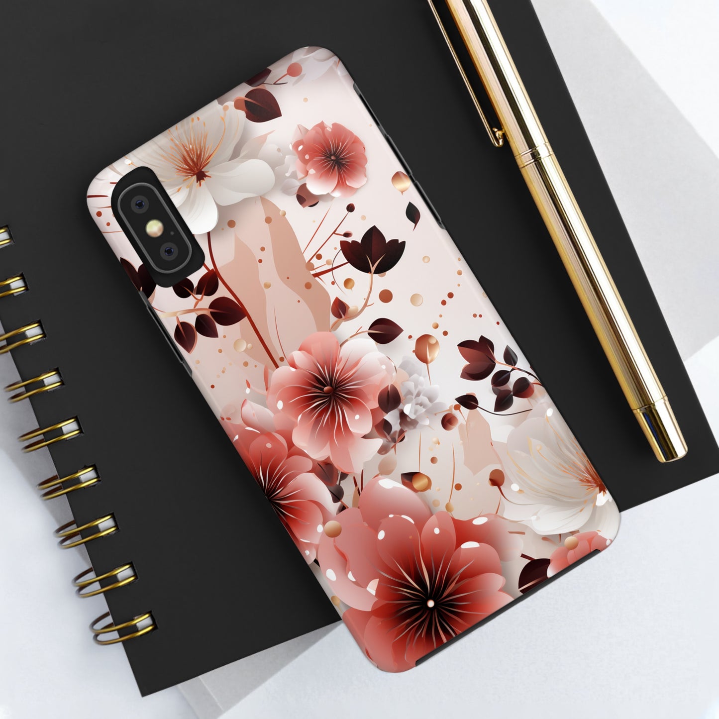 Pretty Pink & White Flowers Pattern Design Tough Phone Case compatible with a large variety of iPhone models, Gift, Phone Case