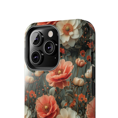 Elegant Peach Flowers Protective Cover, Botanical Garden design Tough Phone Case compatible with a large variety of iphone models