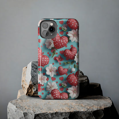 Polka Dot Hearts Digital print Design Tough Phone Case compatible with a large variety of iPhone models, Gift, Phone Case