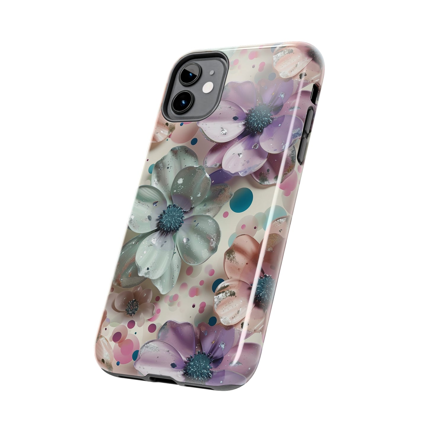 Fun Pastel Flowers Digital print Design Tough Phone Case compatible with a large variety of iPhone models, Gift, Phone Case