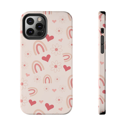 Pink Boho Rainbow print Design Tough Phone Case compatible with a large variety of iPhone models, Gift, Phone Case