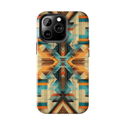 Beautiful Blue and Cream Native American Pattern Design Tough Phone Case compatible with a large variety of iPhone models, Gift, Phone Case