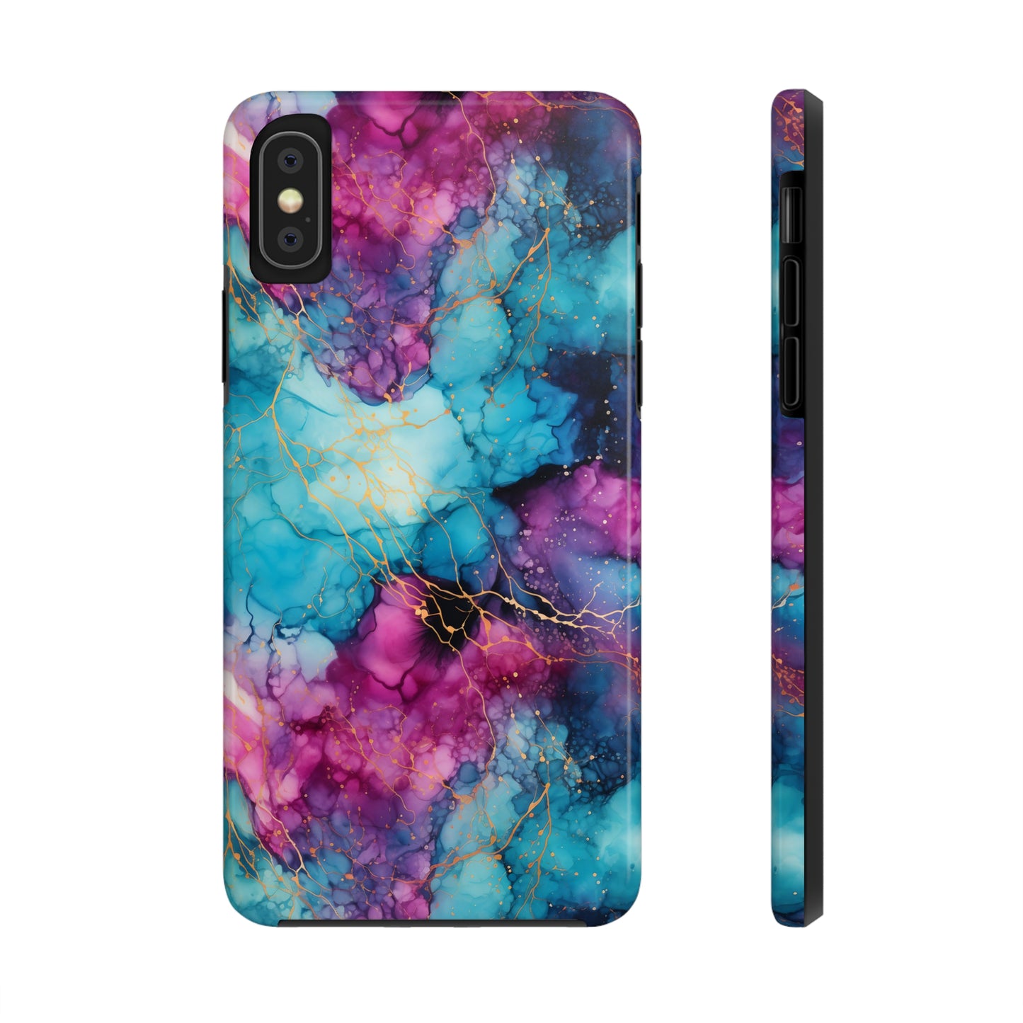 Blue and Purple Alcohol Ink Digital print Design Tough Phone Case compatible with a large variety of iPhone models, Gift, Phone Case