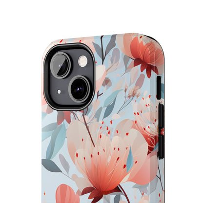 Red Flowers Digital print Design Tough Phone Case compatible with a large variety of iPhone models, Gift, Phone Case