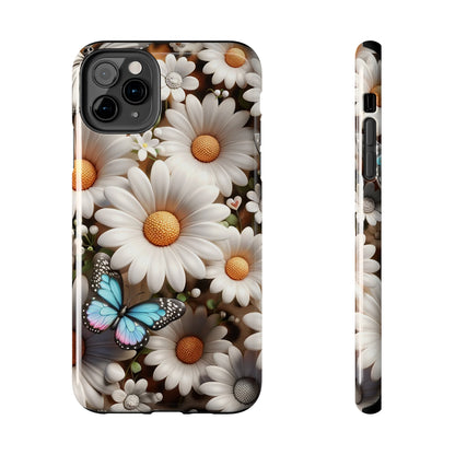 Butterflies, Leopard Print & Daisies Digital print Design Tough Phone Case compatible with a large variety of iPhone models,Gift, Phone Case