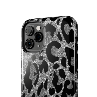 Silver and Black Leopard Design Phone Case- Lightweight, Impact Resistant Cover for iPhone 6, 6s, 12, 13, 14, 15