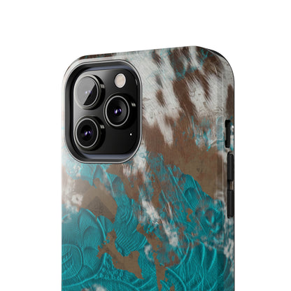 Western Cow Print Design  Phone Case- Lightweight, Impact Resistant Cover for iPhone 6, 6s, 12, 13, 14, 15