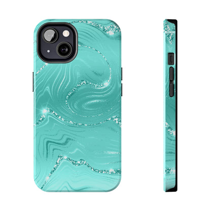 Marbled Turquoise Design Tough Phone Case compatible with a large variety of phone models, Gift, Phone Case