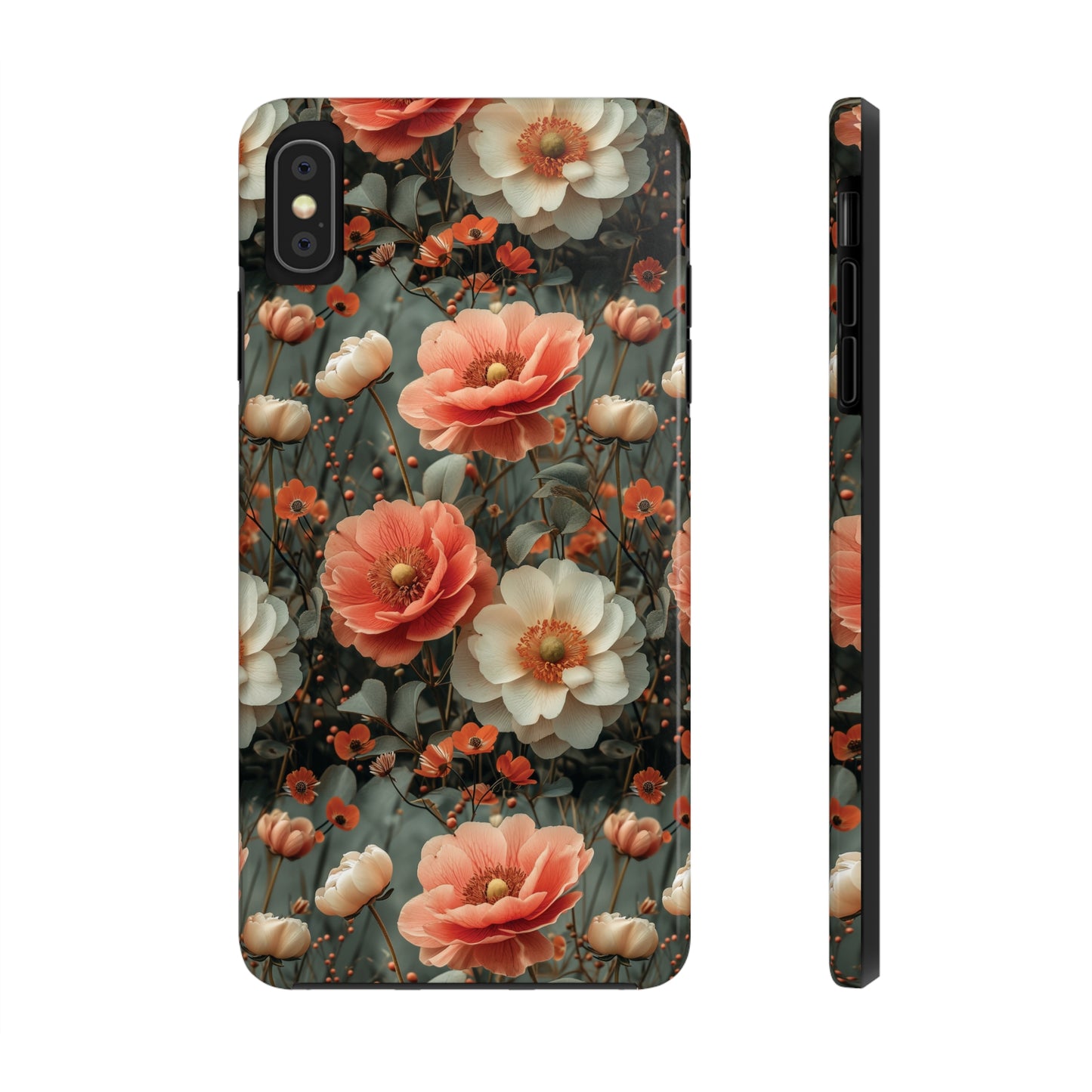 Elegant Peach Flowers Protective Cover, Botanical Garden design Tough Phone Case compatible with a large variety of iphone models