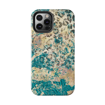 Western Turquoise and Cheetah Design Tough Phone Case compatible with a large variety of phone models, Gift, Phone Case