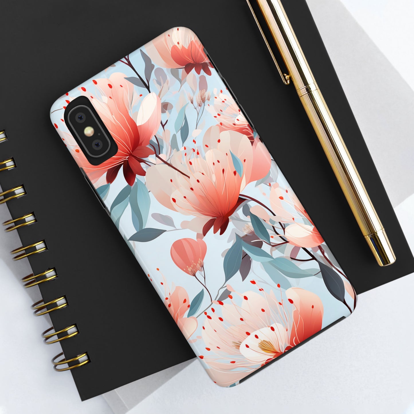 Red Flowers Digital print Design Tough Phone Case compatible with a large variety of iPhone models, Gift, Phone Case