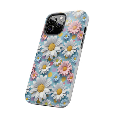 3D Spring Flowes and Polka Dots Digital print Design Tough Phone Case compatible with a large variety of iPhone models, Gift, Phone Case