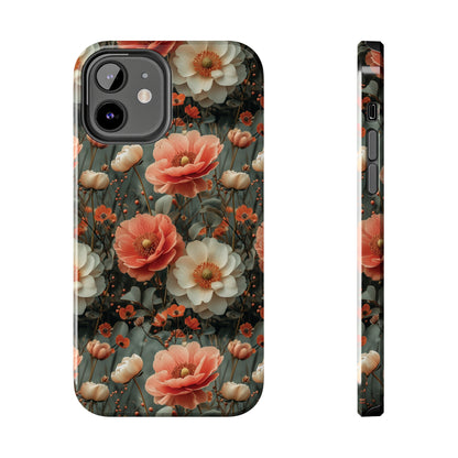 Elegant Peach Flowers Protective Cover, Botanical Garden design Tough Phone Case compatible with a large variety of iphone models