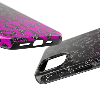 Pink and Black Ombre Leopard Design Phone Case- Lightweight, Impact Resistant Cover for iPhone 6, 6s, 12, 13, 14, 15