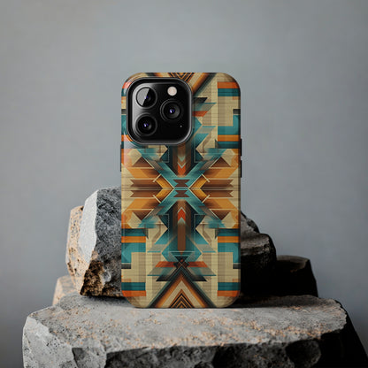 Beautiful Blue and Cream Native American Pattern Design Tough Phone Case compatible with a large variety of iPhone models, Gift, Phone Case