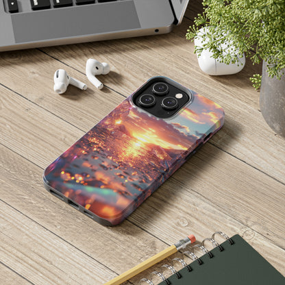 Abstract Sunrise Crystal Design Tough Phone Case