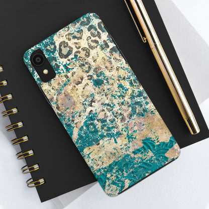 Western Turquoise and Cheetah Design Tough Phone Case compatible with a large variety of phone models, Gift, Phone Case