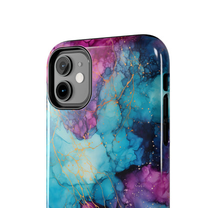 Blue and Purple Alcohol Ink Digital print Design Tough Phone Case compatible with a large variety of iPhone models, Gift, Phone Case