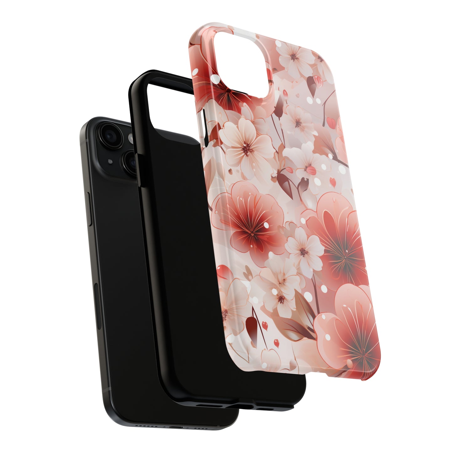 Pink Floral Pattern Design Tough Phone Case compatible with a large variety of iPhone models, Gift, Phone Case