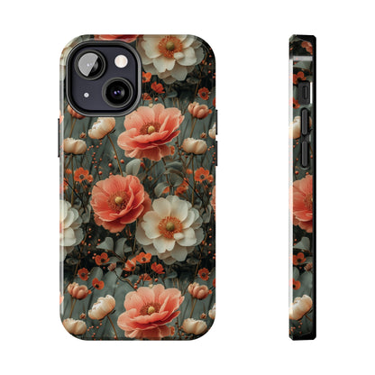 Elegant Peach Flowers Protective Cover, Botanical Garden design Tough Phone Case compatible with a large variety of iphone models