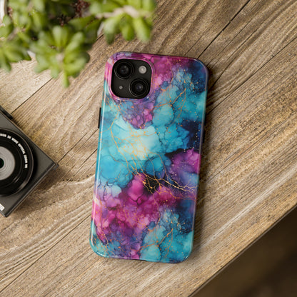 Blue and Purple Alcohol Ink Digital print Design Tough Phone Case compatible with a large variety of iPhone models, Gift, Phone Case