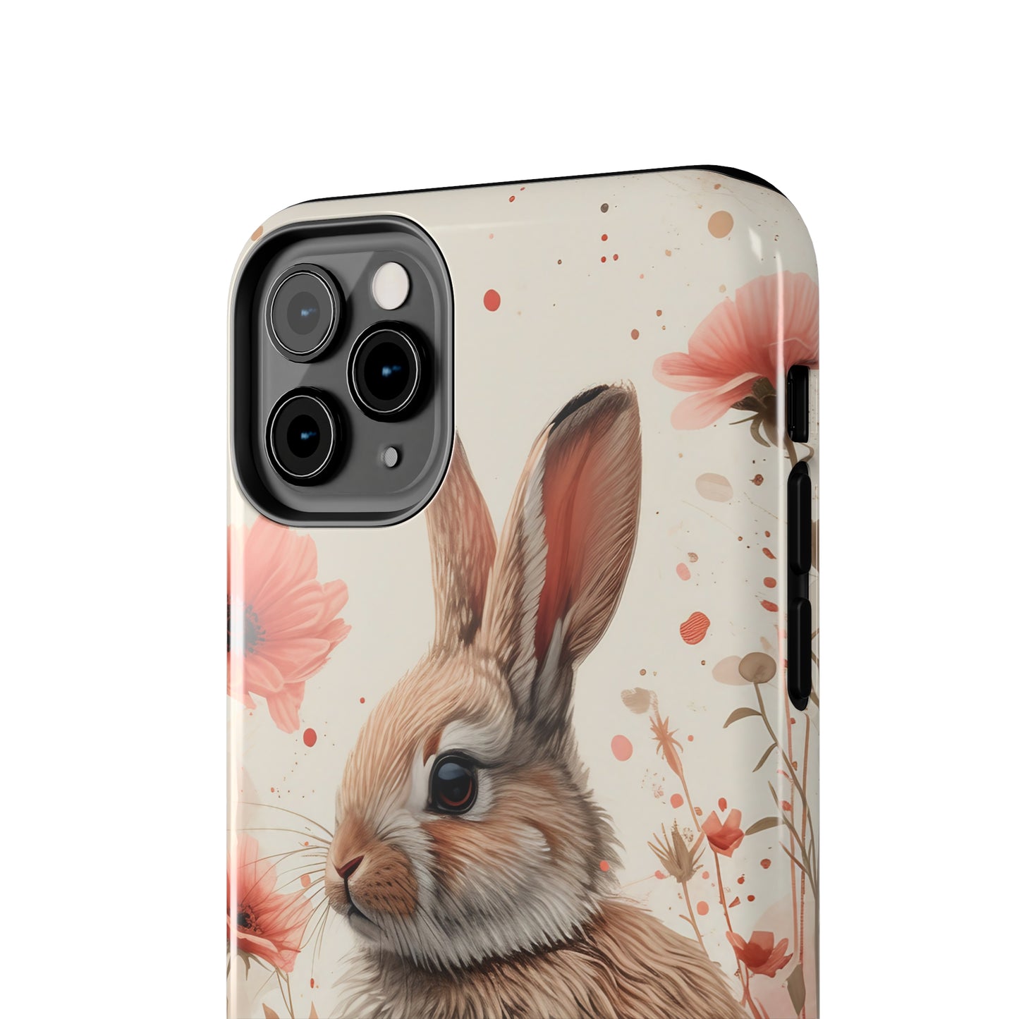 Watercolor Easter Bunny and Spring Flowers Design Phone Case- Lightweight, Impact Resistant Cover for iPhone 6, 6s, 12, 13, 14, 15