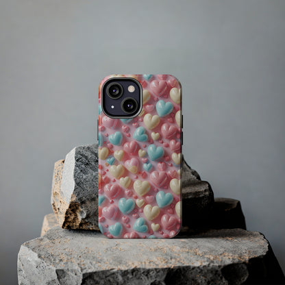 Valentine's Candy Hearts Pattern Design Tough Phone Case compatible with a large variety of iPhone models, Gift, Phone Case