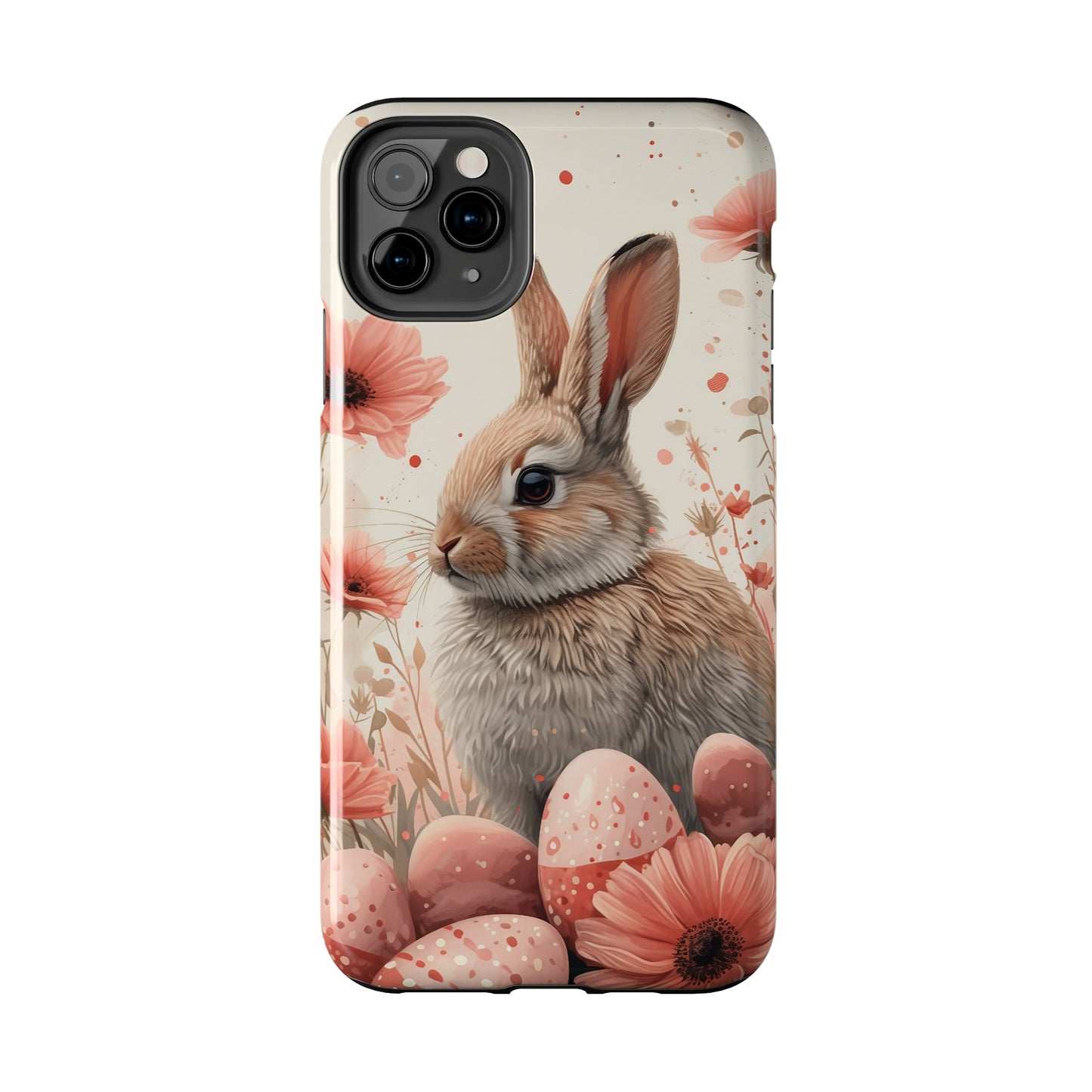 Watercolor Easter Bunny and Spring Flowers Design Phone Case- Lightweight, Impact Resistant Cover for iPhone 6, 6s, 12, 13, 14, 15