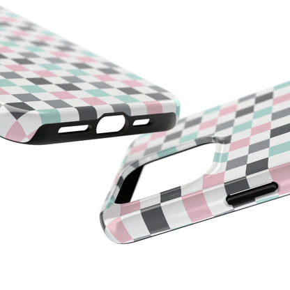 Multicolor Checkerboard print design Tough Phone Case compatible with a large variety of iphone models