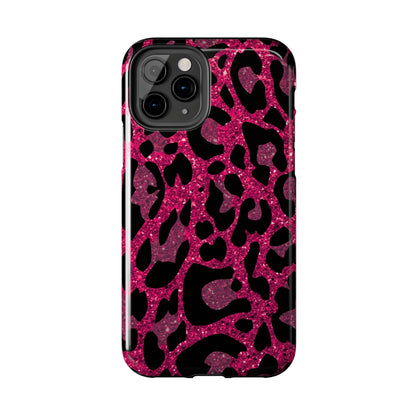 Pink and Black Leopard Design Phone Case- Lightweight, Impact Resistant Cover for iPhone 6, 6s, 12, 13, 14, 15