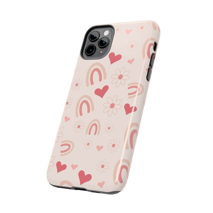 Pink Boho Rainbow print Design Tough Phone Case compatible with a large variety of iPhone models, Gift, Phone Case