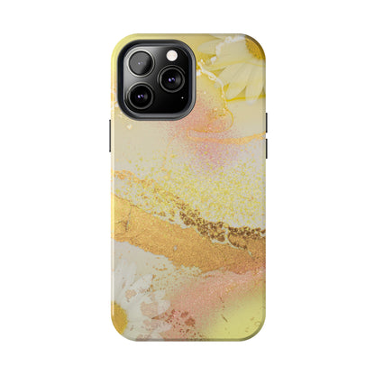 Yellow and Rose Gold Marble design Tough Phone Case compatible with a large variety of iPhone models, Gift, Phone