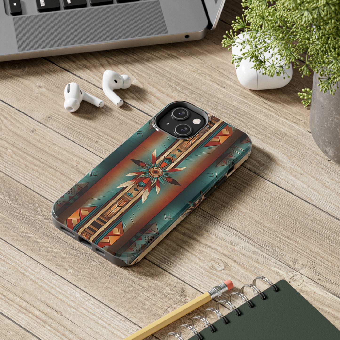 Beautiful Blue Native American Pattern Design Tough Phone Case compatible with a large variety of iPhone models, Gift, Phone Case