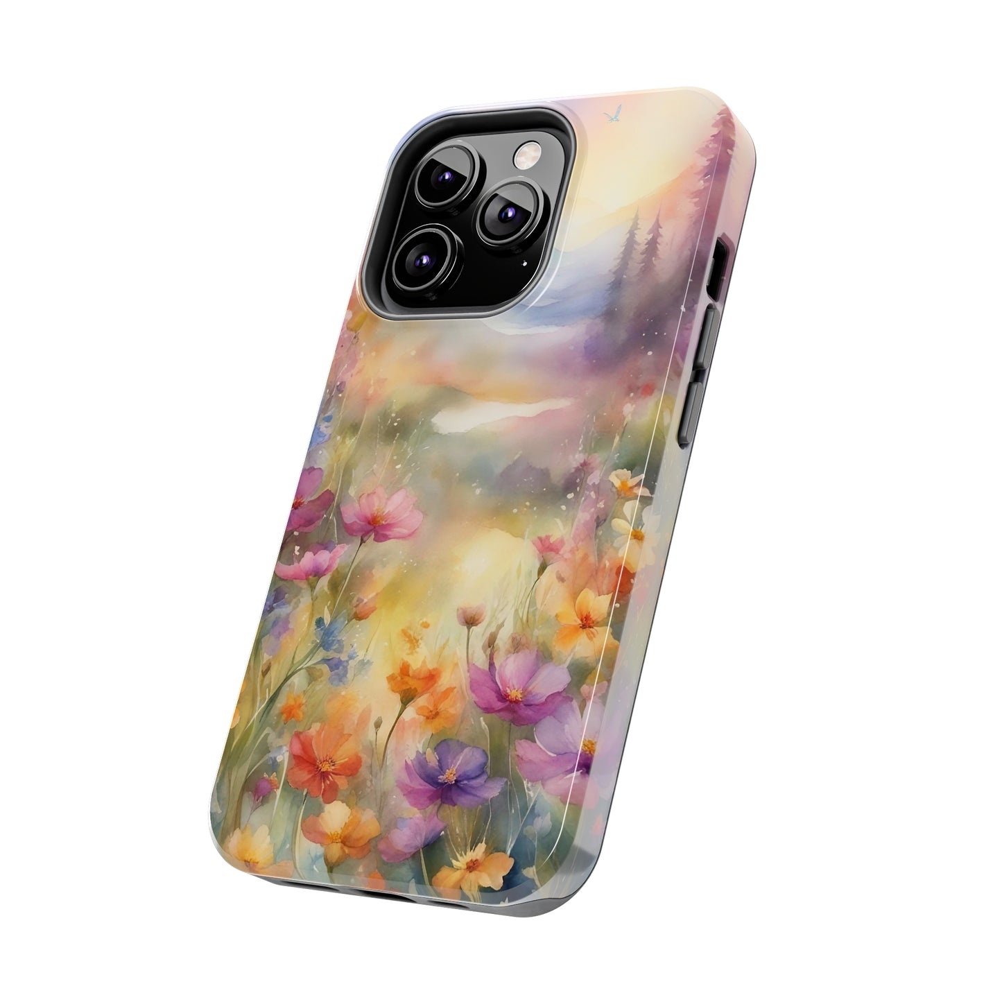 Watercolor Landscape and Wildflowers Pattern print design Tough Phone Case compatible with a large variety of phone models, Phone Case