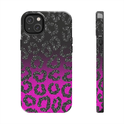 Pink and Black Ombre Leopard Design Phone Case- Lightweight, Impact Resistant Cover for iPhone 6, 6s, 12, 13, 14, 15