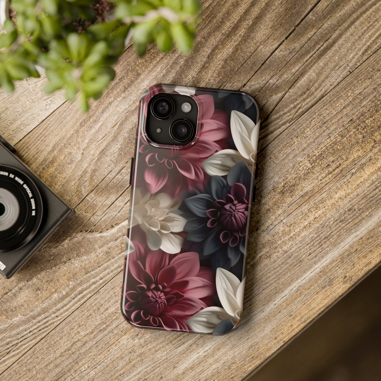 Elegant Dahlias design Tough Phone Case compatible with a large variety of iPhone models, Birthday Gift, Phone Case