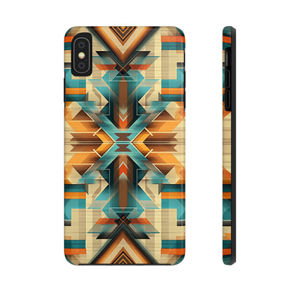 Beautiful Blue and Cream Native American Pattern Design Tough Phone Case compatible with a large variety of iPhone models, Gift, Phone Case